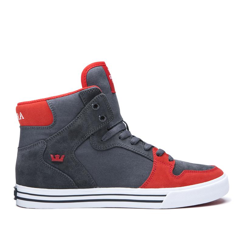 Supra VAIDER Sneaker High Damen DunkelGrau / Rot Online Bestellen DIVFN2548